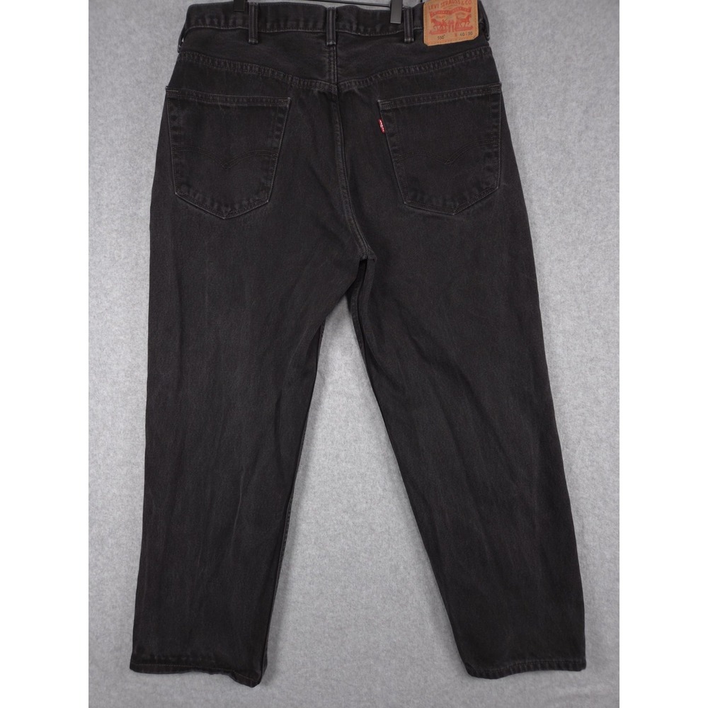 Levis 550 Mens Size 40x30 Black Denim Relaxed Fit Tapered Leg Jeans - Picture 2 of 16